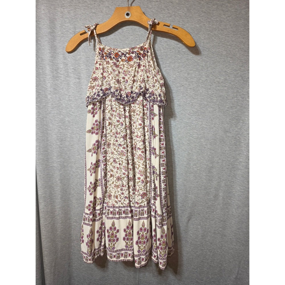 Next Girls Floral Boho Tiered Midi Dress Purple Cream Size 6 Yrs 757-253-089